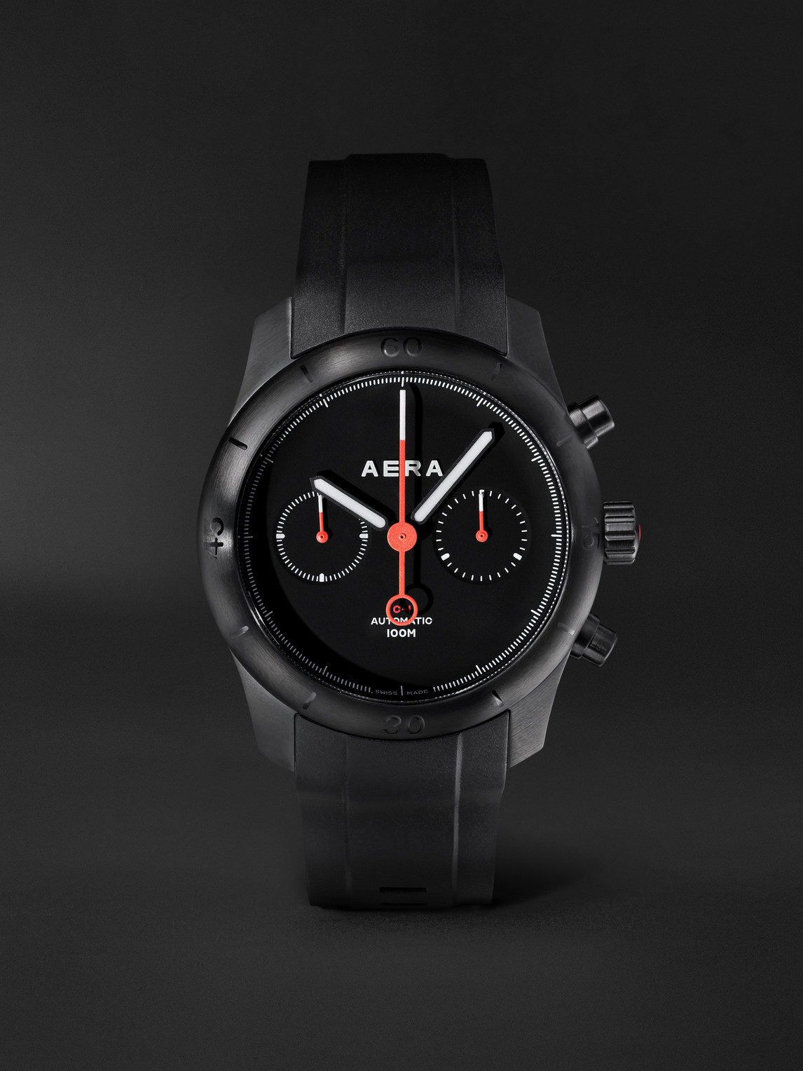 Aera – C-1 Chrono Automatic Chronograph 42mm Stainless Steel and Scuba Watch, Ref. No. C-1 Shadow