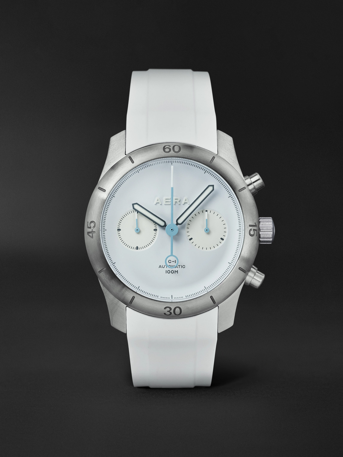 Aera – C-1 Cloud Automatic Chronograph 42mm Stainless Steel and Rubber Watch