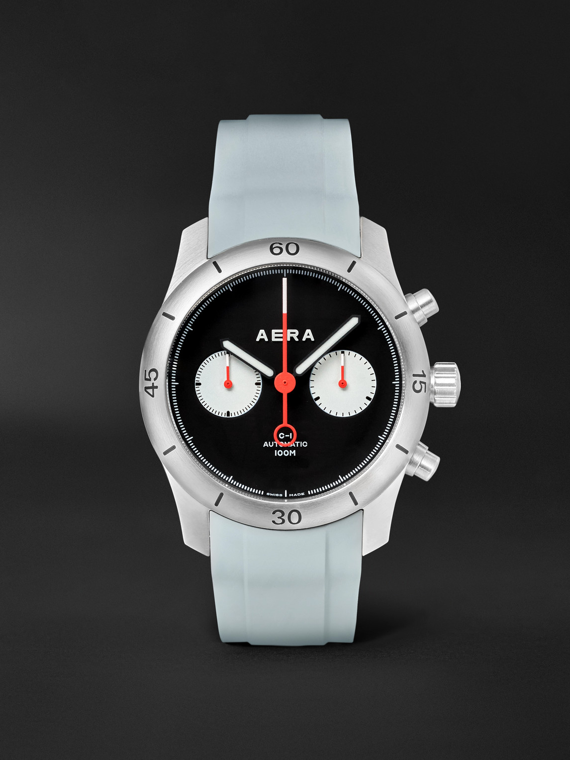 Aera – C-1 Chrono Automatic Chronograph 42mm Stainless Steel and Leather Watch