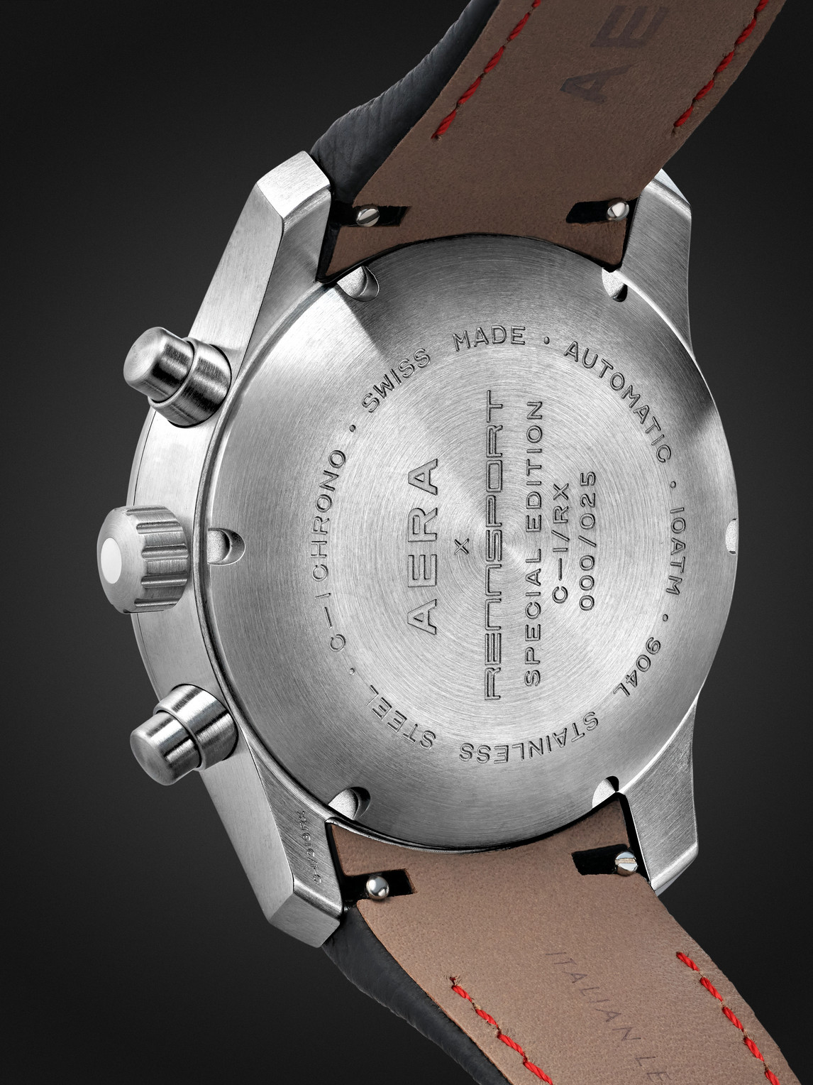  Aera - C-1 Rennsport Limited Edition Automatic Chronograph 42mm Stainless Steel And Leather Watch - Men - Black 