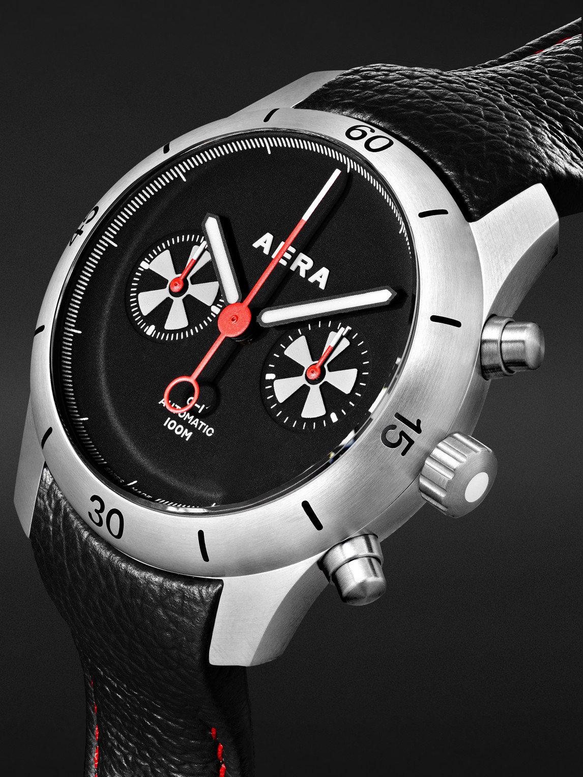  Aera - C-1 Rennsport Limited Edition Automatic Chronograph 42mm Stainless Steel And Leather Watch - Men - Black 