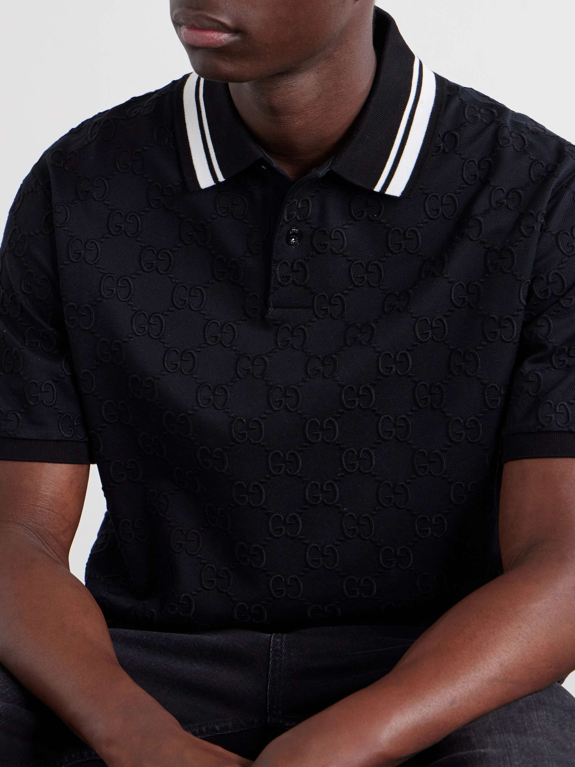 GUCCI Logo-Embroidered Cotton-Piqué Polo Shirt for Men | MR PORTER
