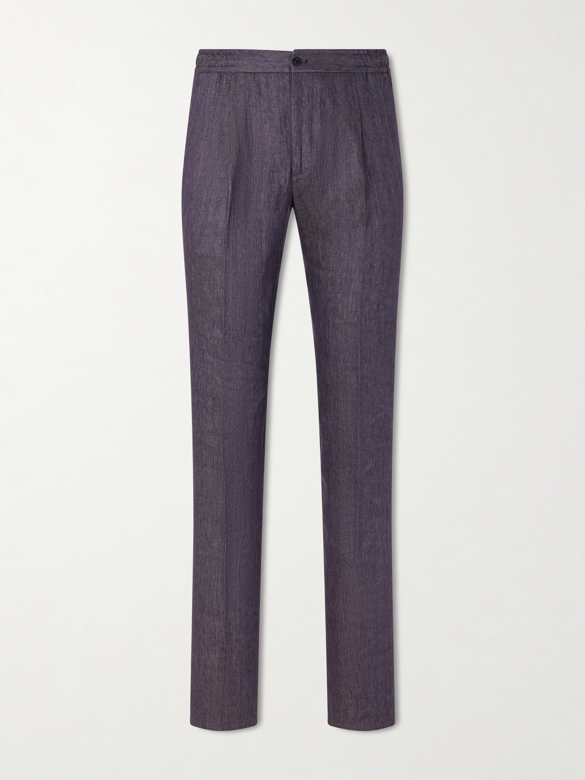 Rubinacci Straight-leg Linen Trousers In Blue