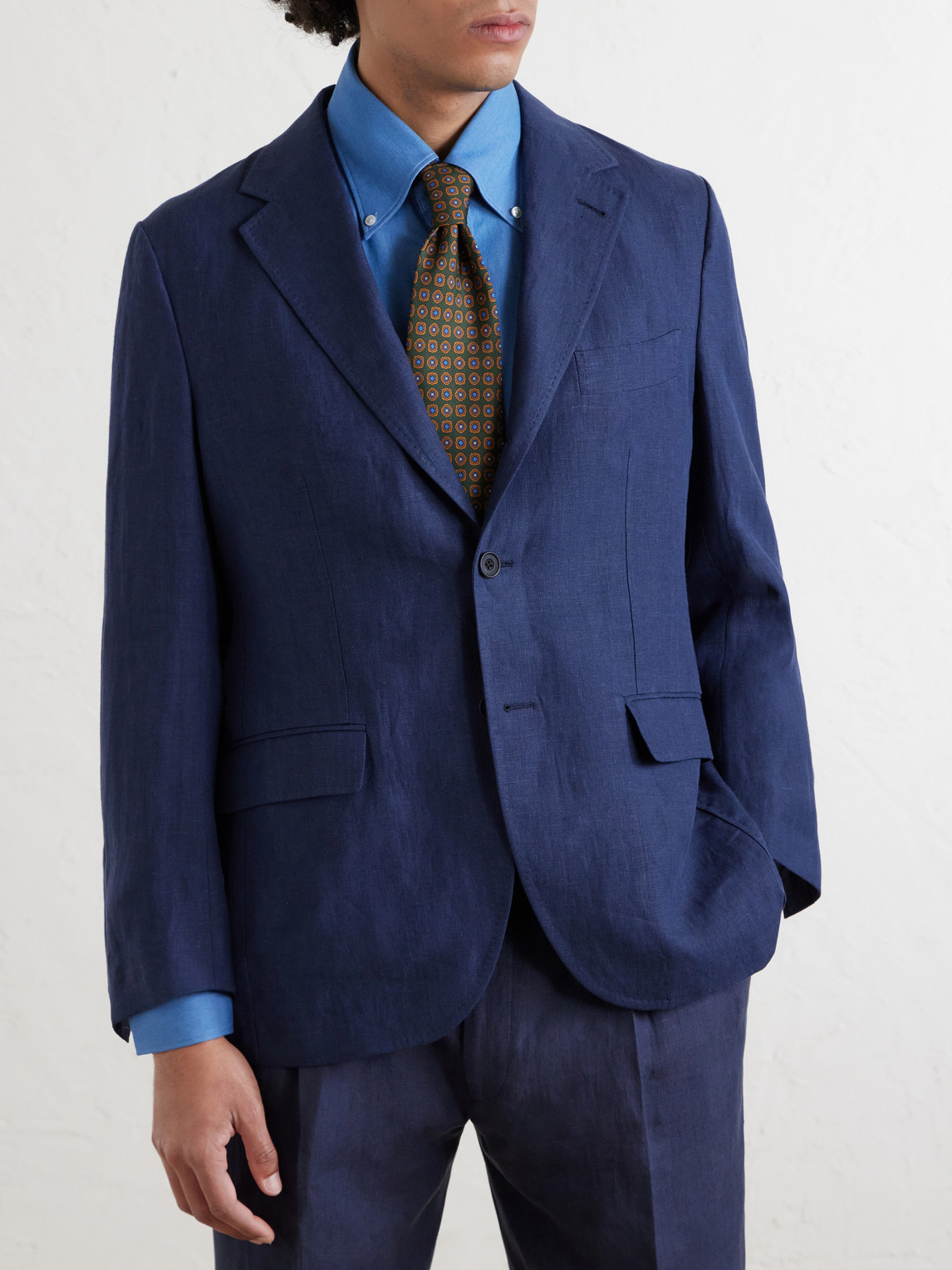  Rubinacci - Linen Suit Jacket - Men - Blue - It 46 