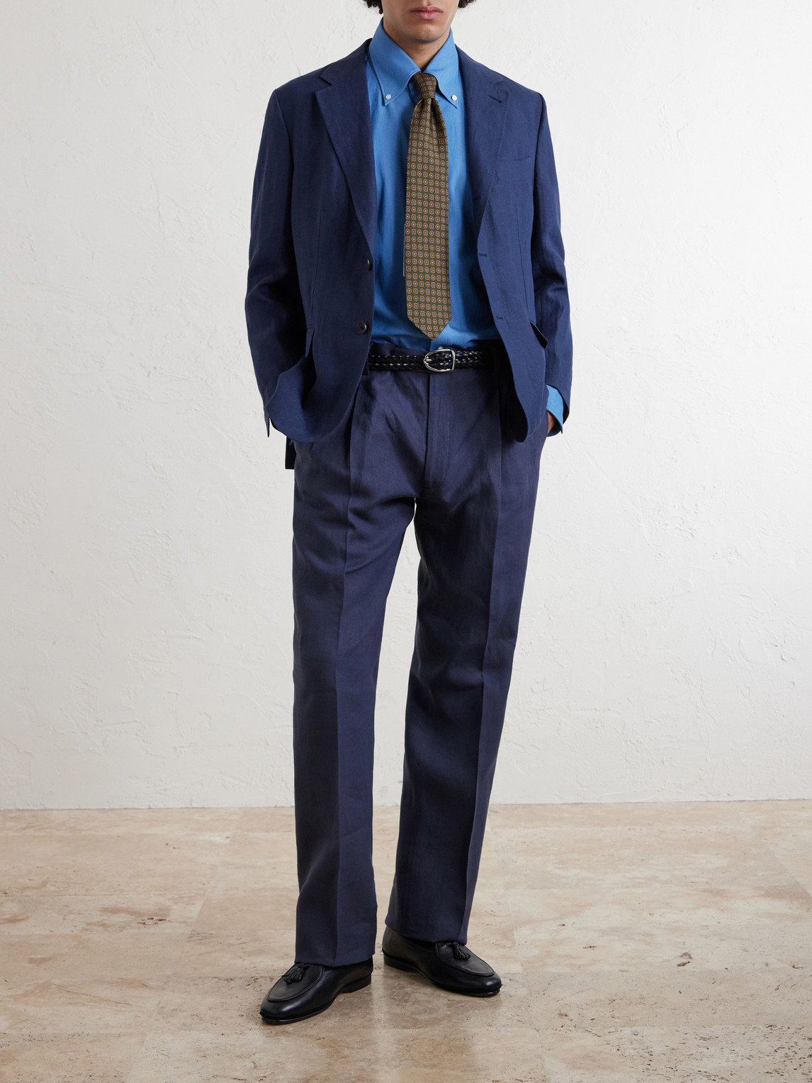 Rubinacci Linen Suit Jacket In Blue