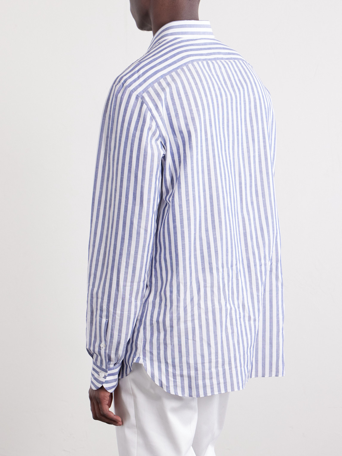  Rubinacci - Striped Linen Shirt - Men - Blue - S 