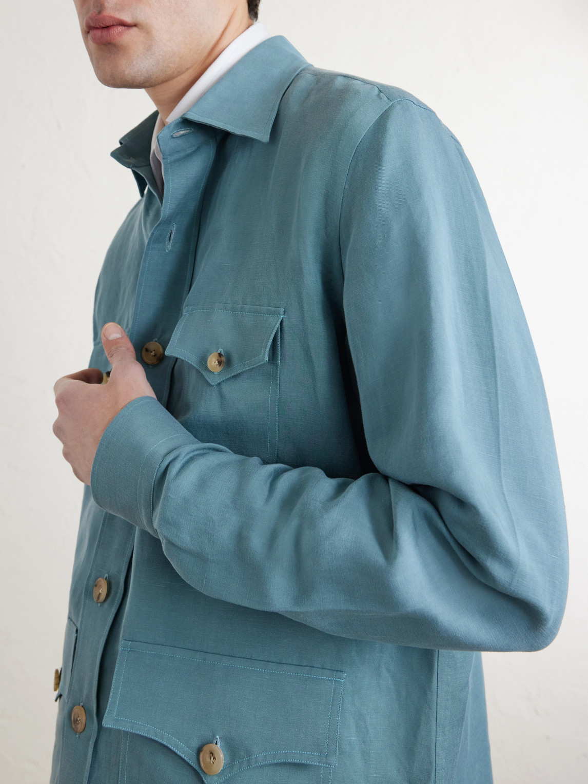 Rubinacci Safari Overshirt In Blue