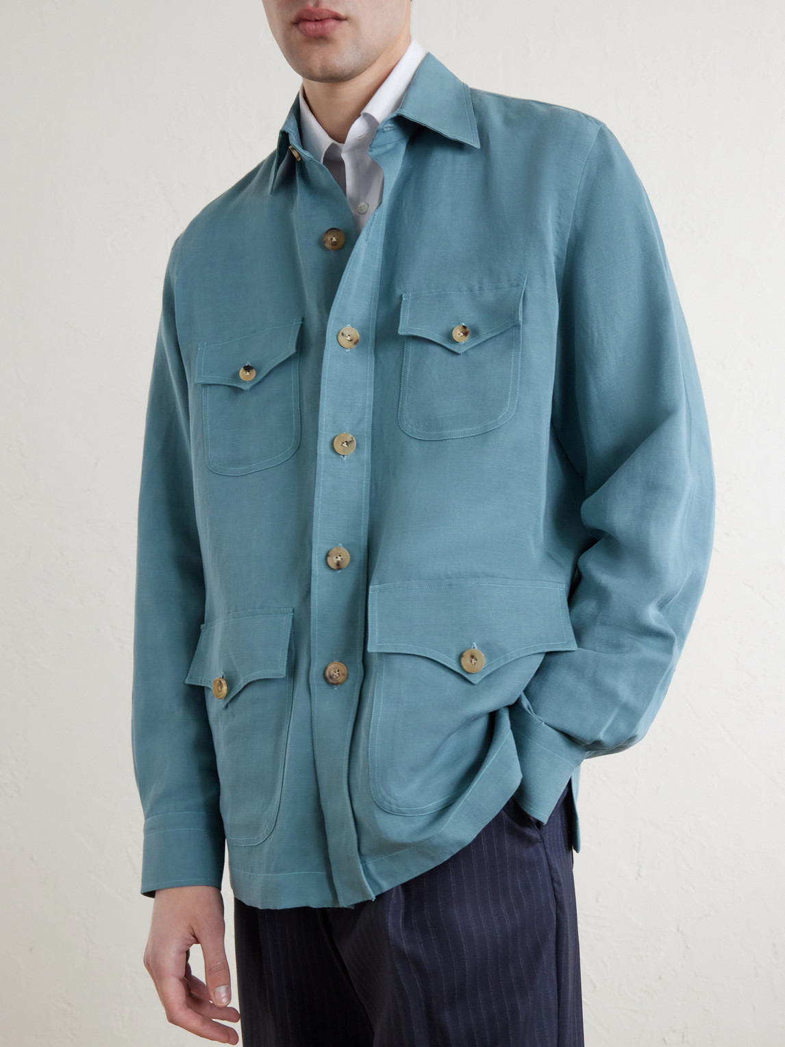 Rubinacci Safari Overshirt In Blue