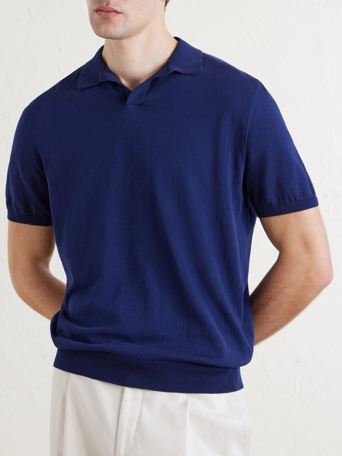 Rubinacci - Cotton Polo Shirt - Men - Blue - It 46 
