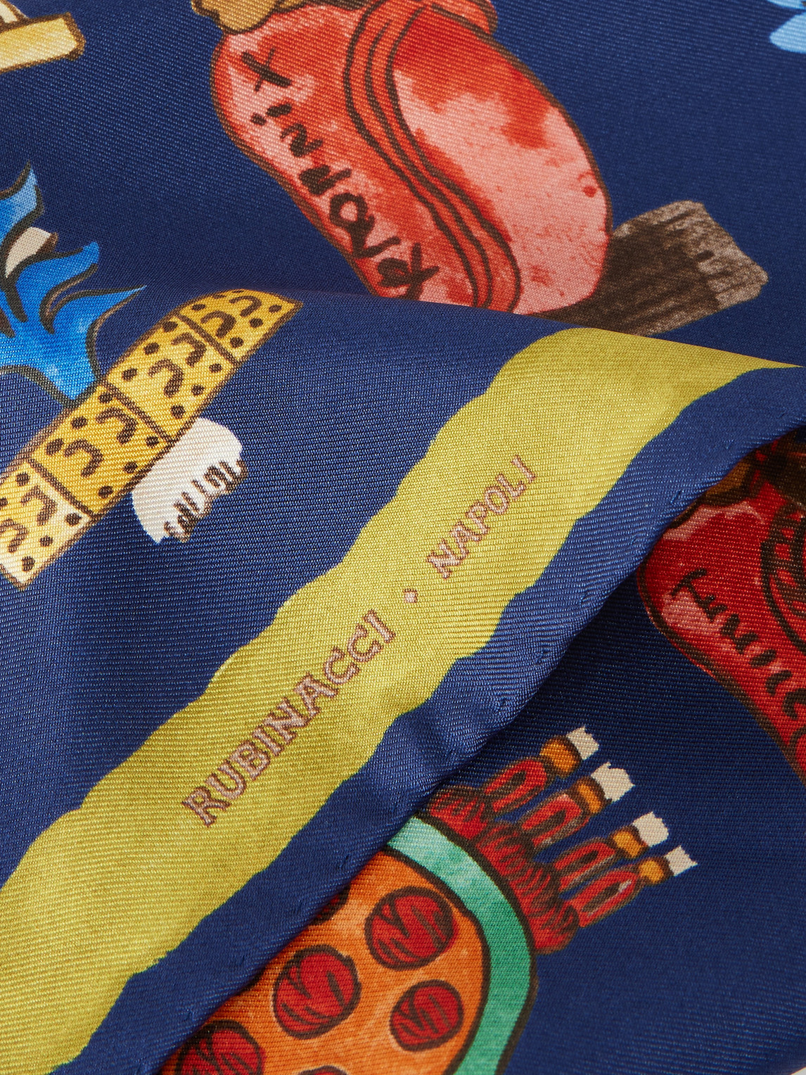  Rubinacci - Printed Silk-twill Pocket Square - Men - Blue 