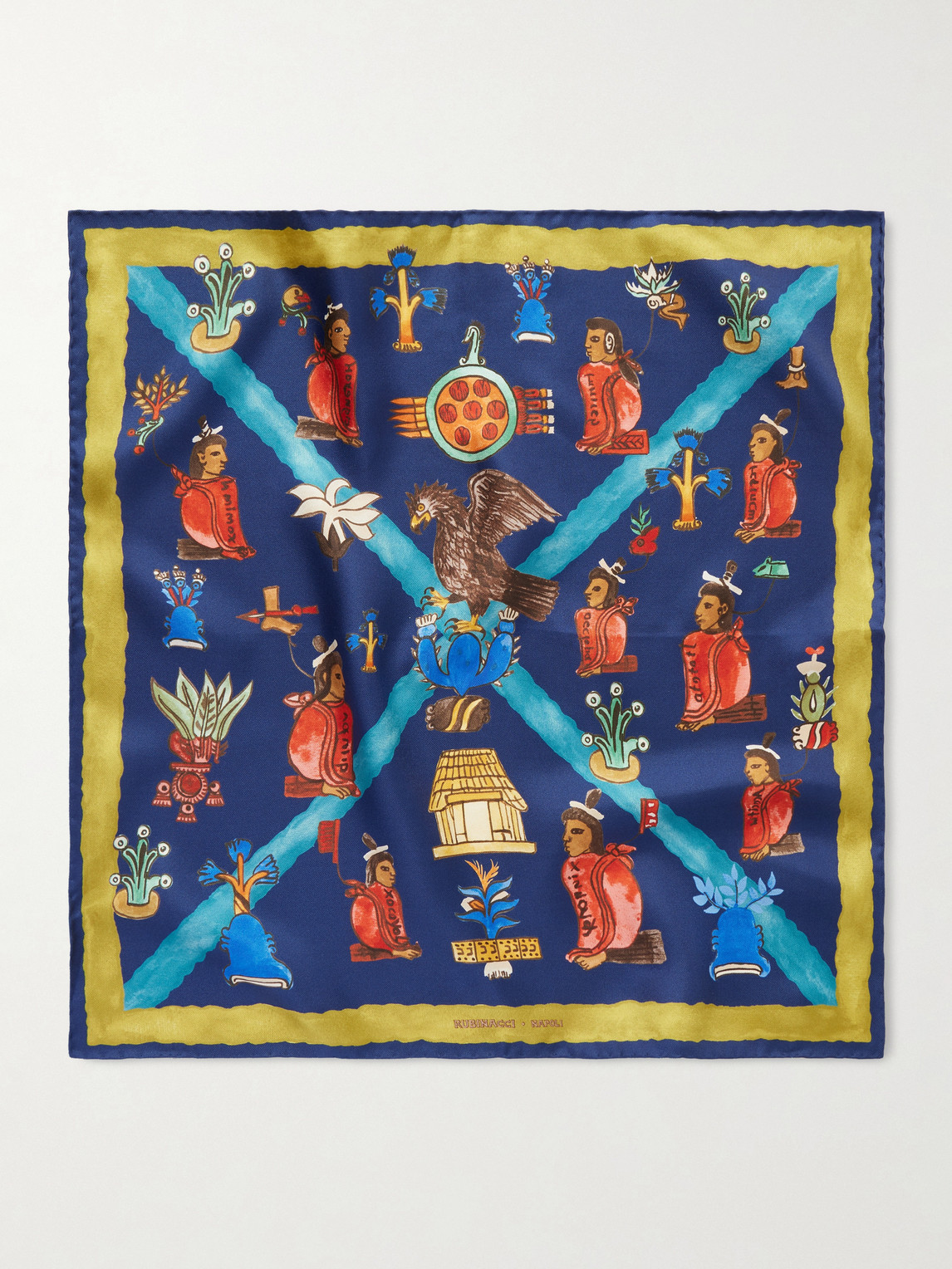  Rubinacci - Printed Silk-twill Pocket Square - Men - Blue 