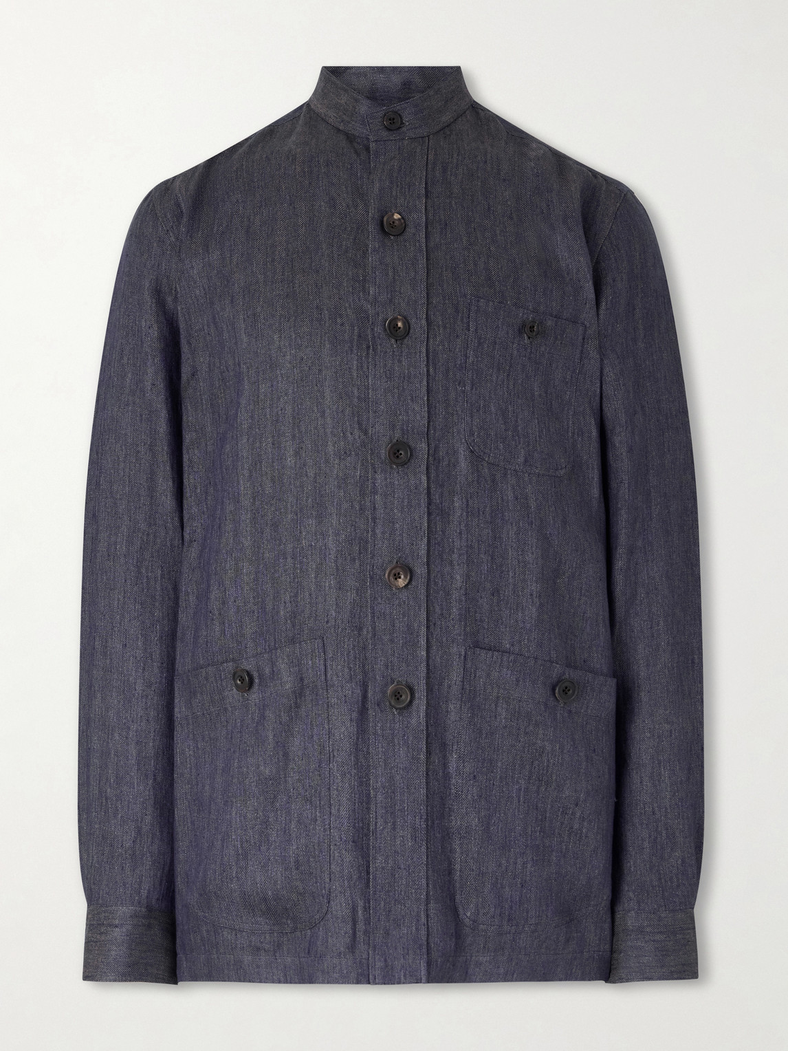 Rubinacci Safari Linen Jacket In Blue