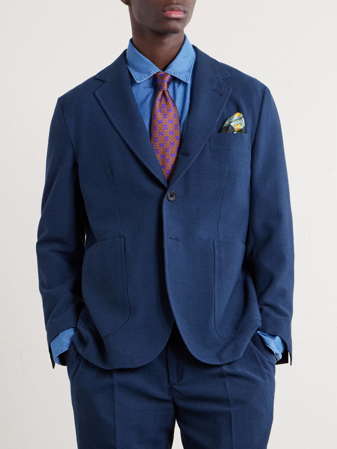 Rubinacci Wool-blend Single-breasted Jacket In Blue