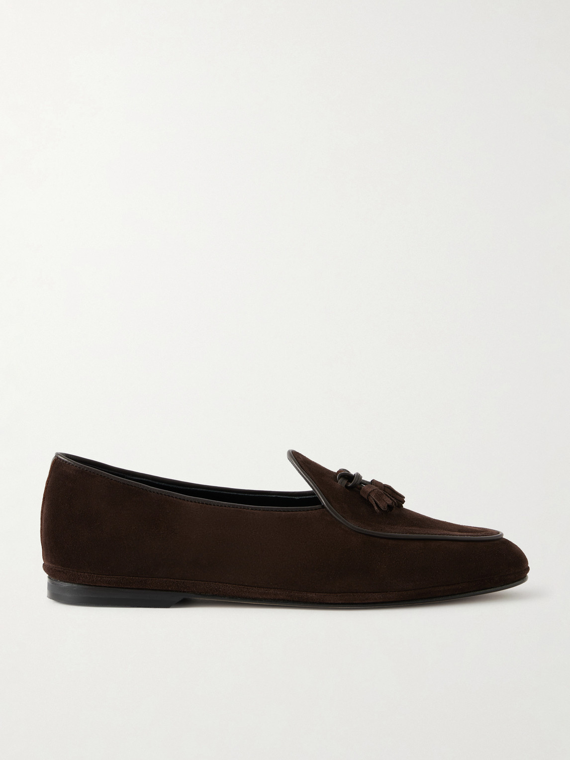 Rubinacci Marphy Tasselled Leather-trimmed Suede Loafers In Brown