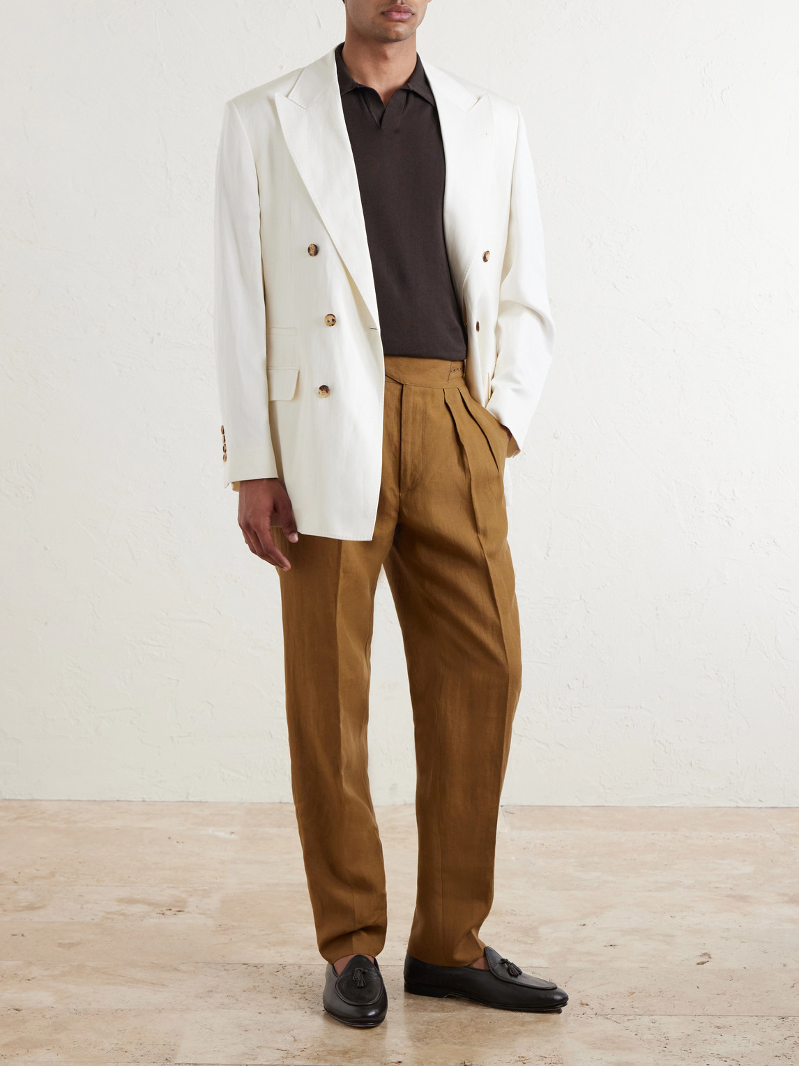Manny Straight-Leg Pleated Linen Trousers