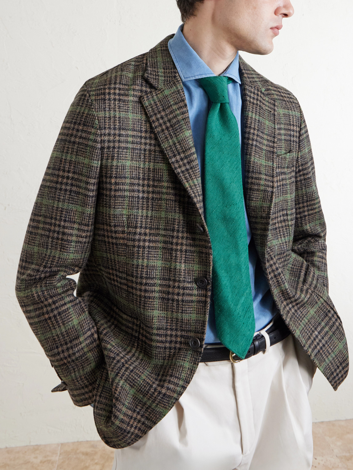 Rubinacci 9cm Silk Tie In Green