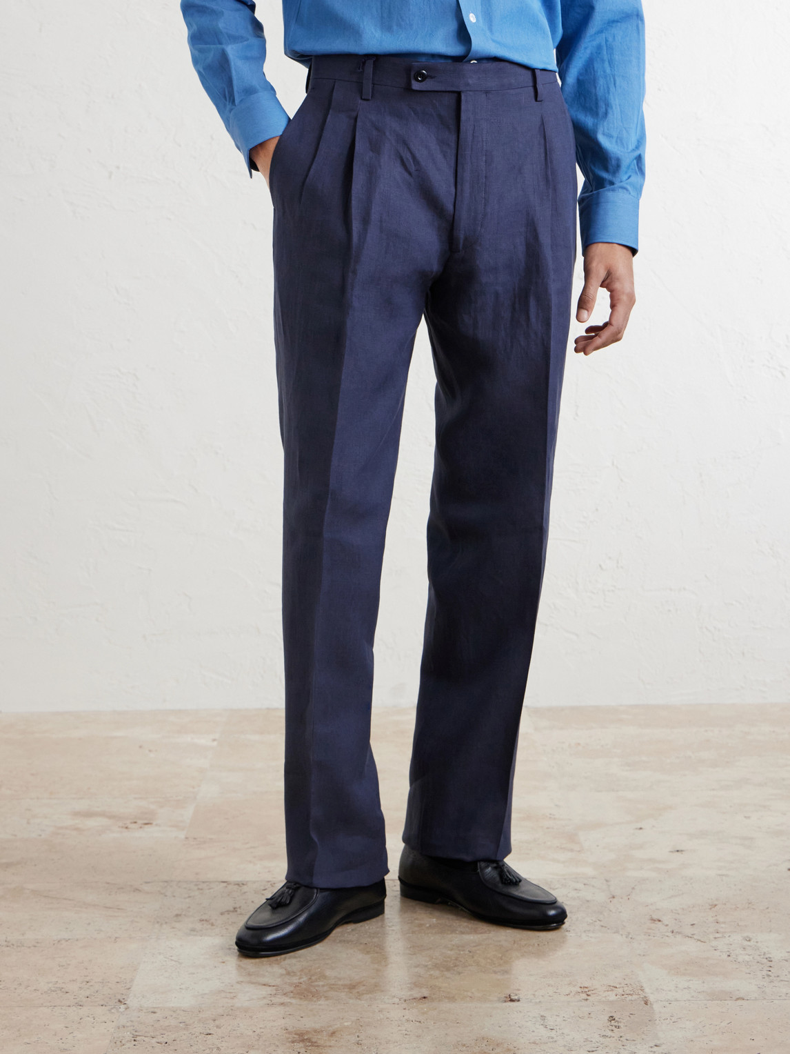  Rubinacci - Ciro Straight-leg Linen Suit Trousers - Men - Blue - It 46 