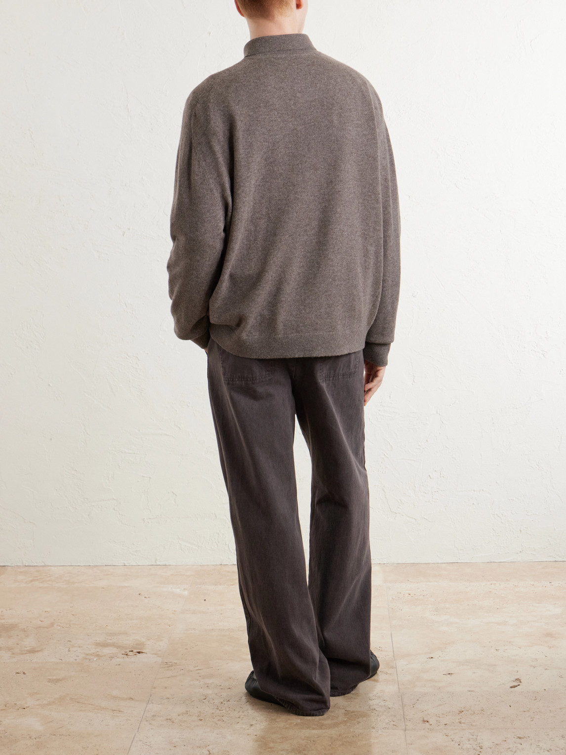Oversized Logo-Embroidered Wool And Yak-Blend Polo Sweater