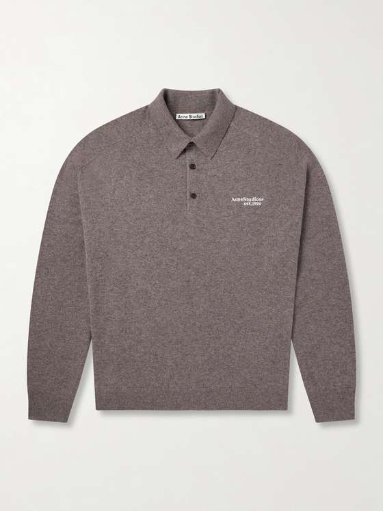 Acnestudios Oversized Logo-Embroidered Wool and Yak-Blend Polo Sweater