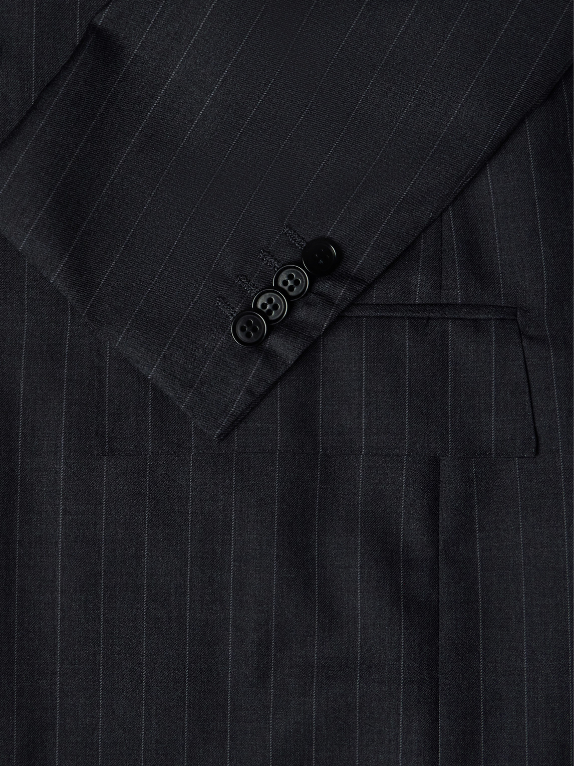 Double-Breasted Pinstriped Wool Suit Jacket