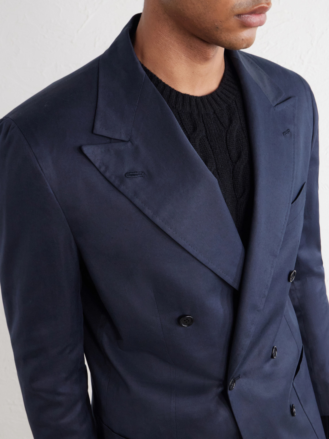 Double-Breasted Cotton-Twill Blazer