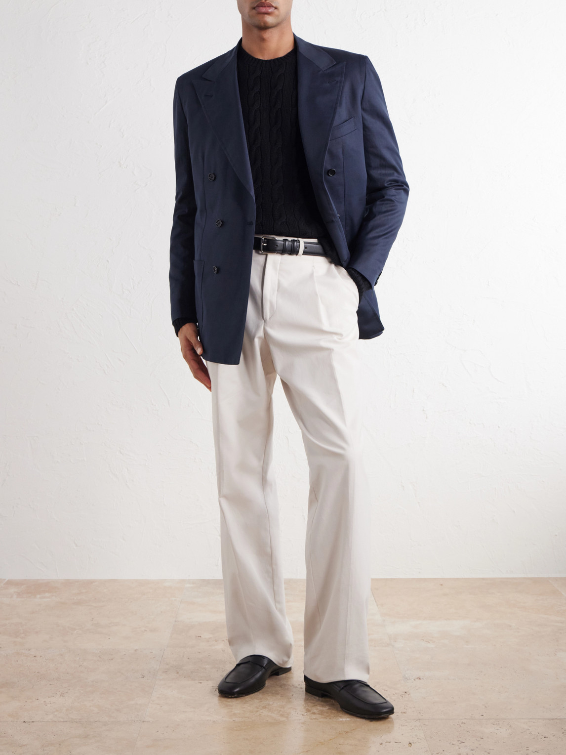 Double-Breasted Cotton-Twill Blazer