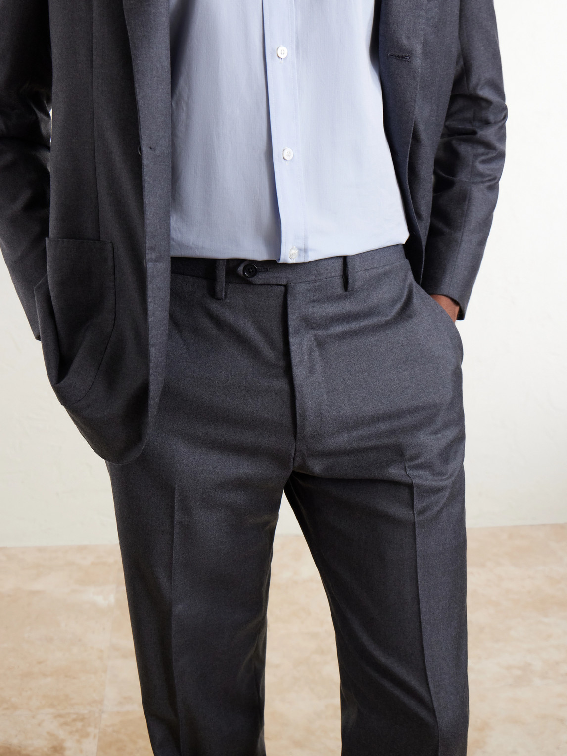 Straight-Leg Wool Suit Trousers