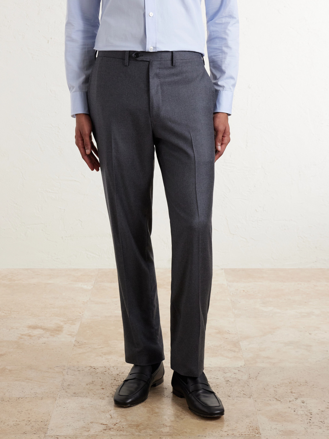 Straight-Leg Wool Suit Trousers