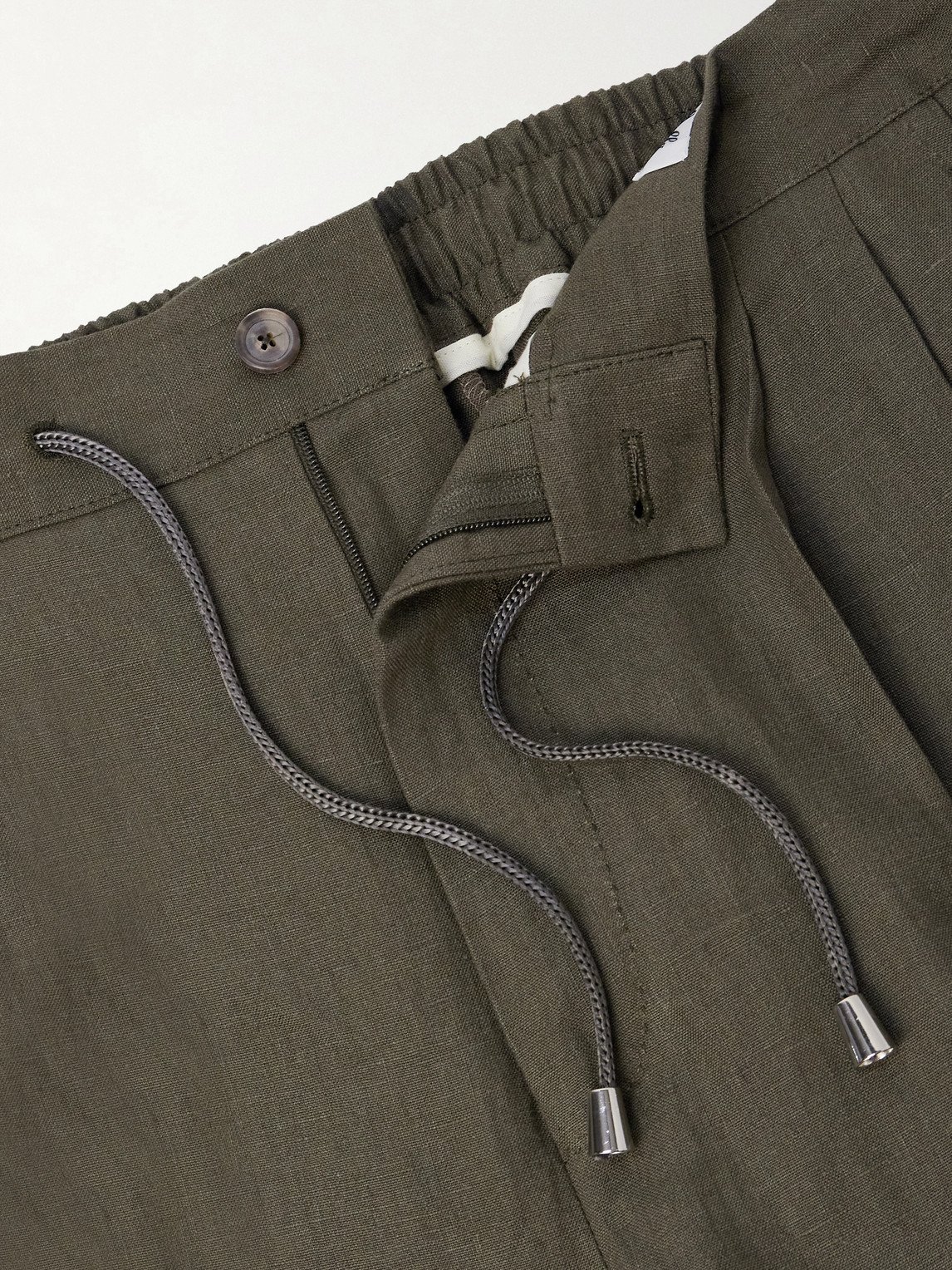 Straight-Leg Pleated Linen Suit Trousers