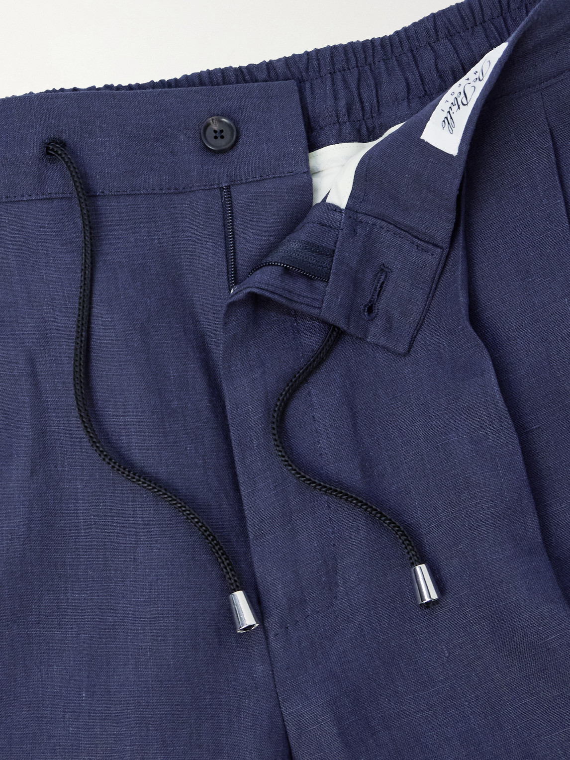 Straight-Leg Pleated Linen Suit Trousers