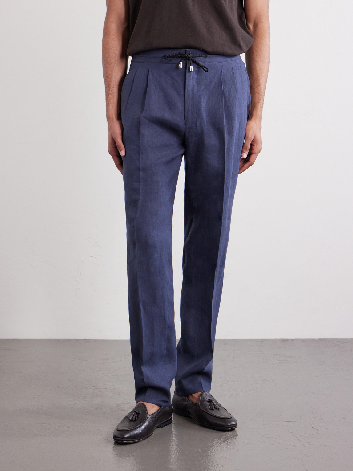  De Petrillo - Straight-leg Pleated Linen Suit Trousers - Men - Blue - It 46 