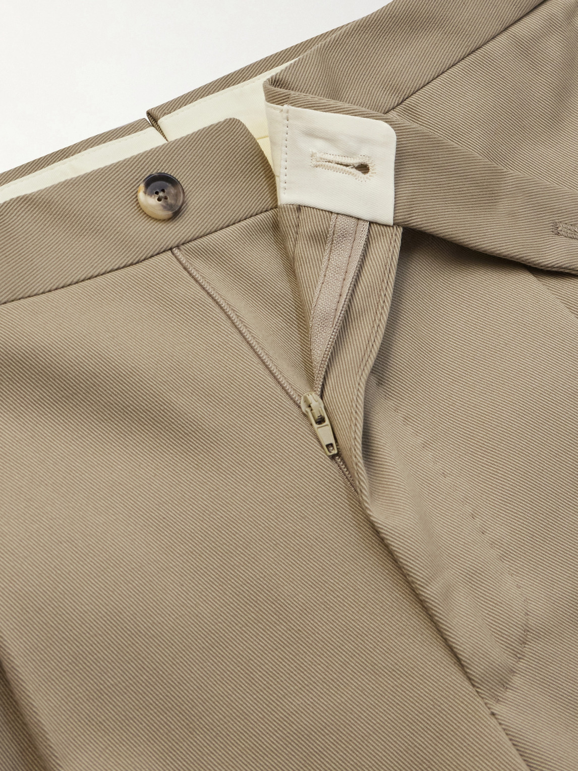 Straight-Leg Cotton-Blend Twill Trousers