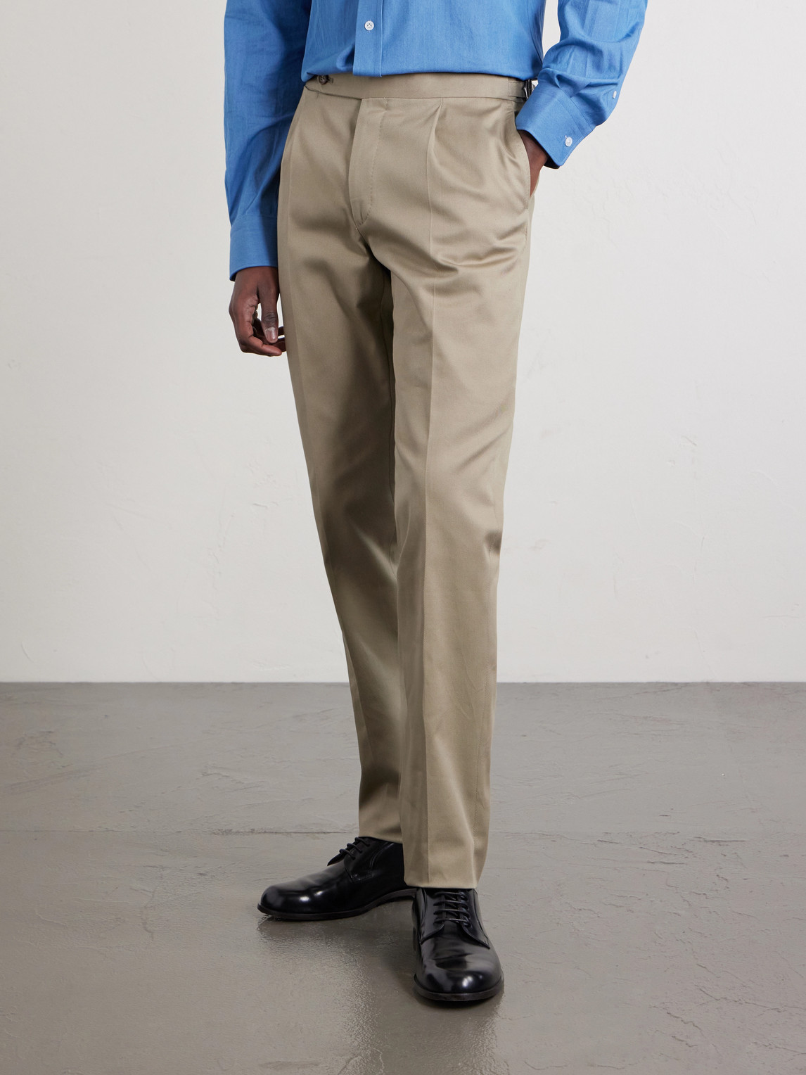 Straight-Leg Cotton-Blend Twill Trousers
