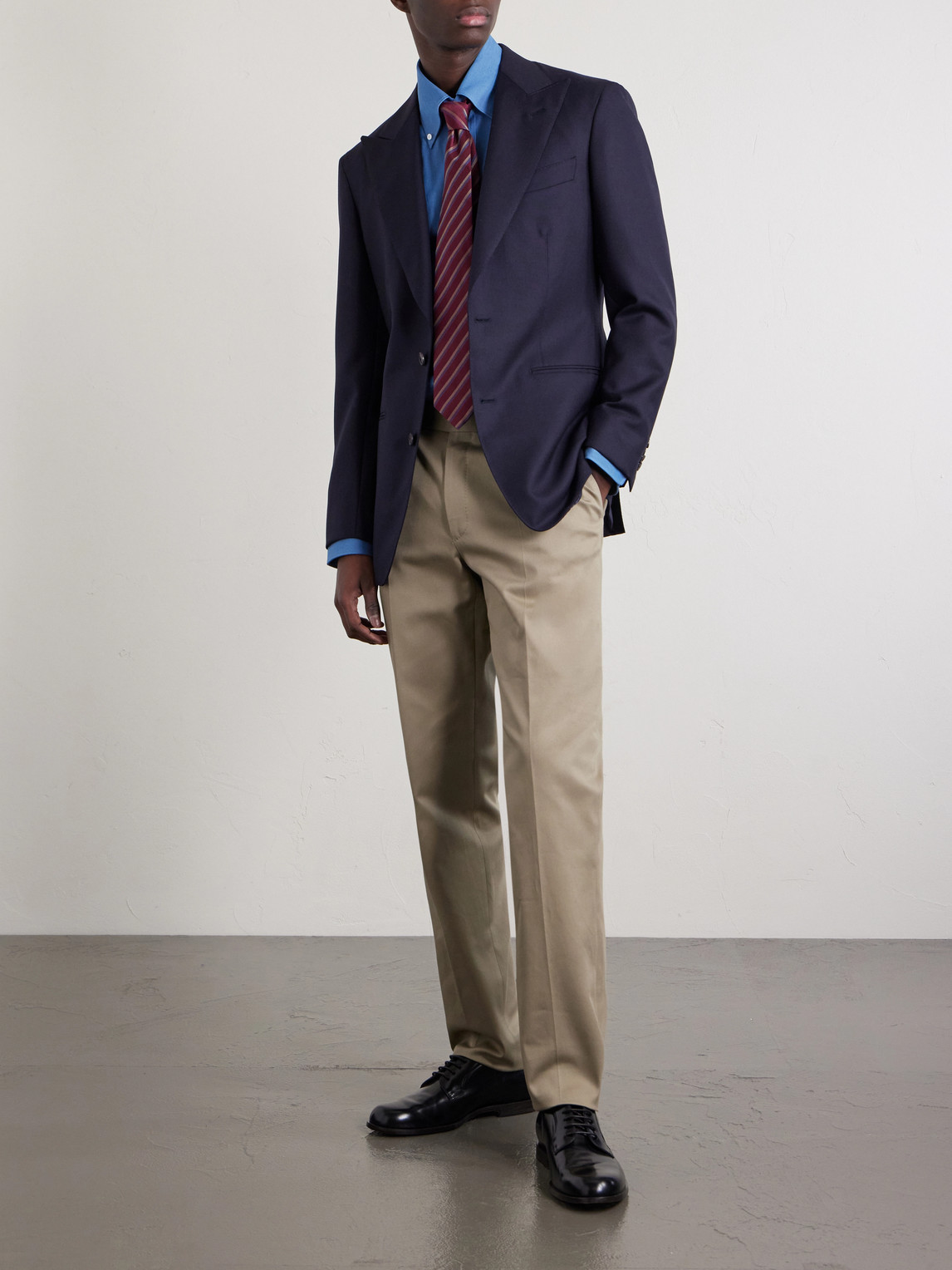 Straight-Leg Cotton-Blend Twill Trousers