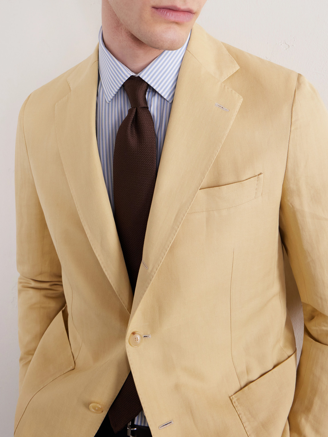  De Petrillo - Houndstooth Silk-jacquard Tie - Men - Brown 
