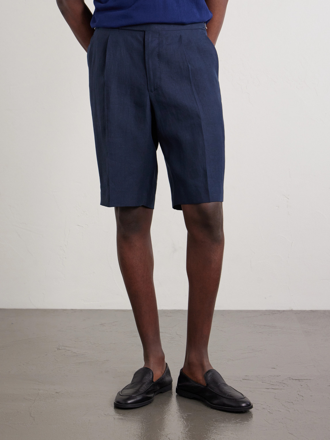  De Petrillo - Straight-leg Linen Shorts - Men - Blue - It 46 