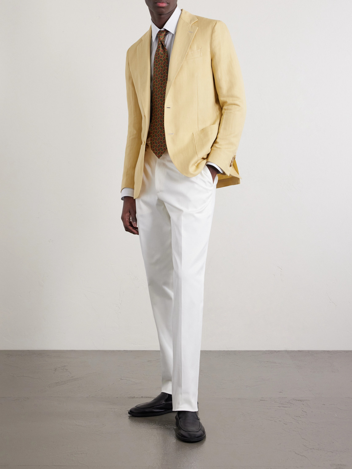 Straight-Leg Cotton-Blend Twill Trousers