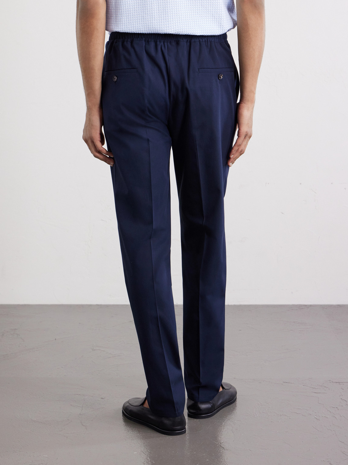 Straight-Leg Pleated Cotton-Twill Trousers