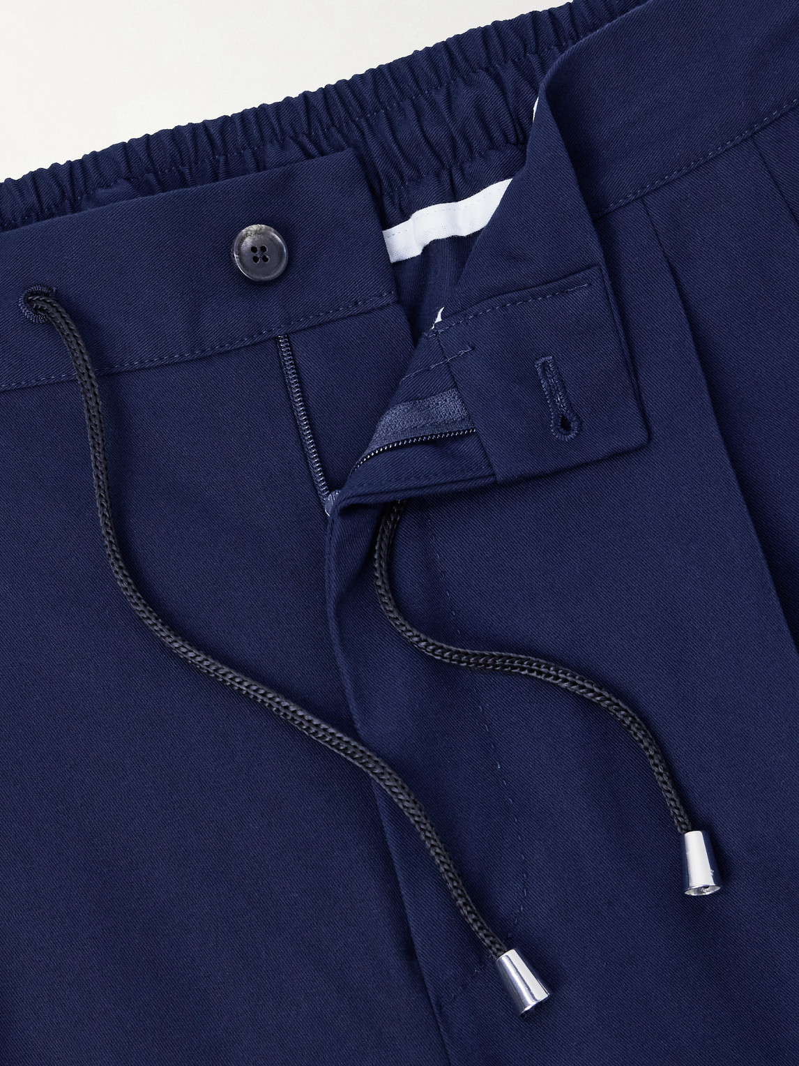 Straight-Leg Pleated Cotton-Twill Trousers