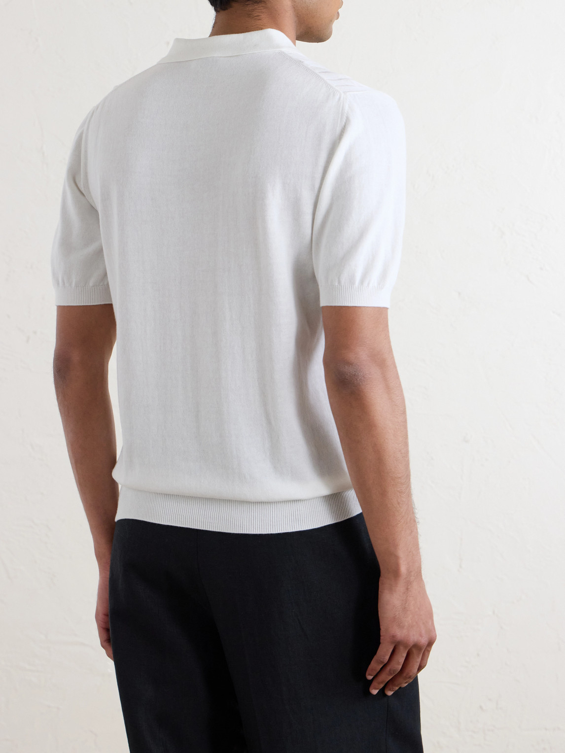 Ribbed Cotton Polo Shirt