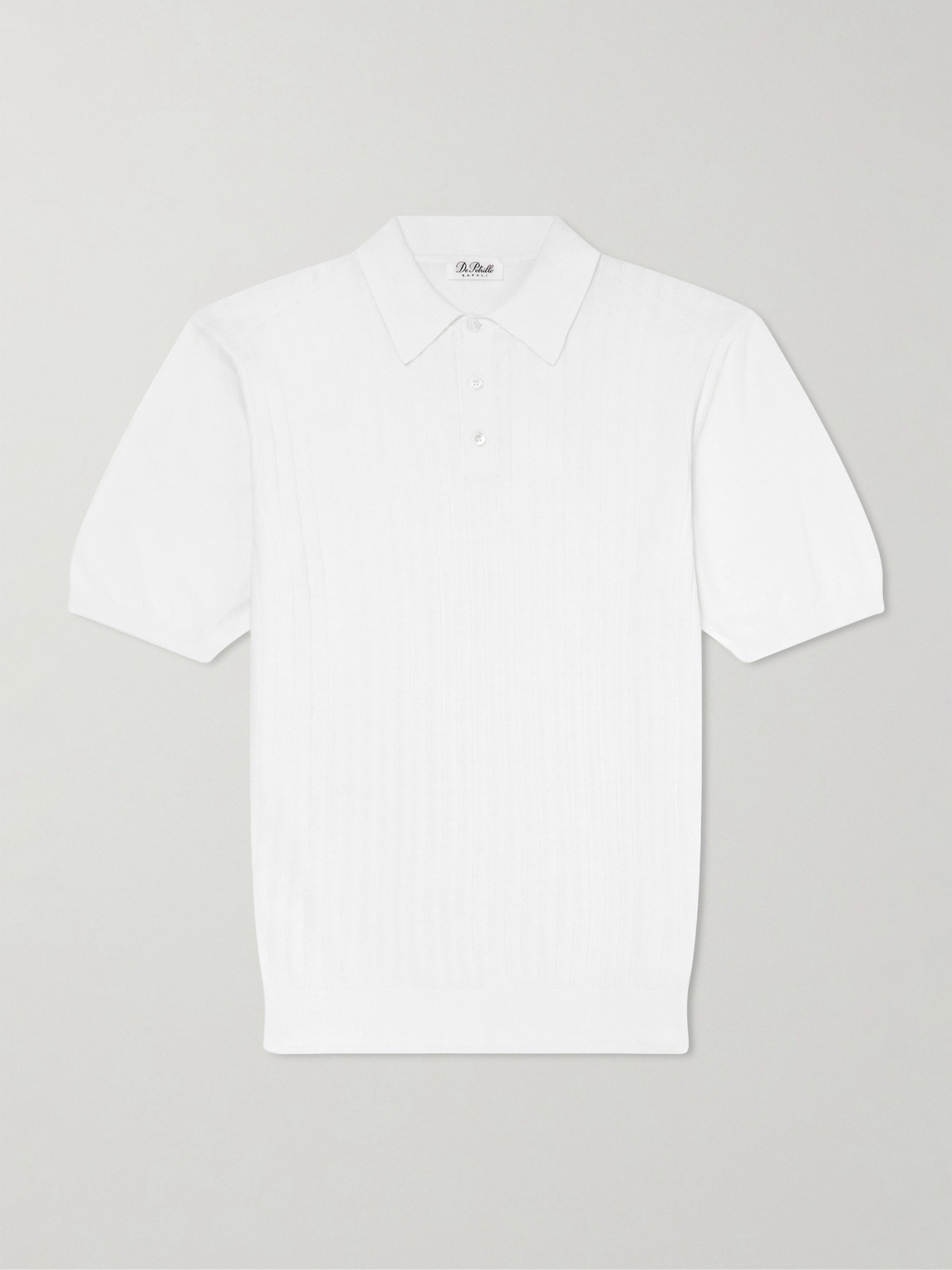 De Petrillo Ribbed Cotton Polo Shirt In White