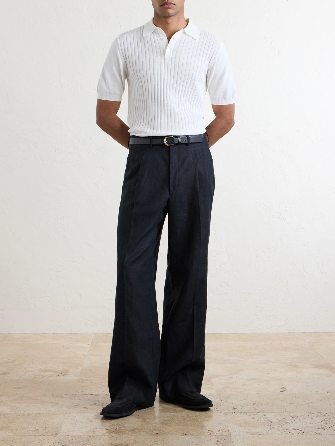 Ribbed Cotton Polo Shirt