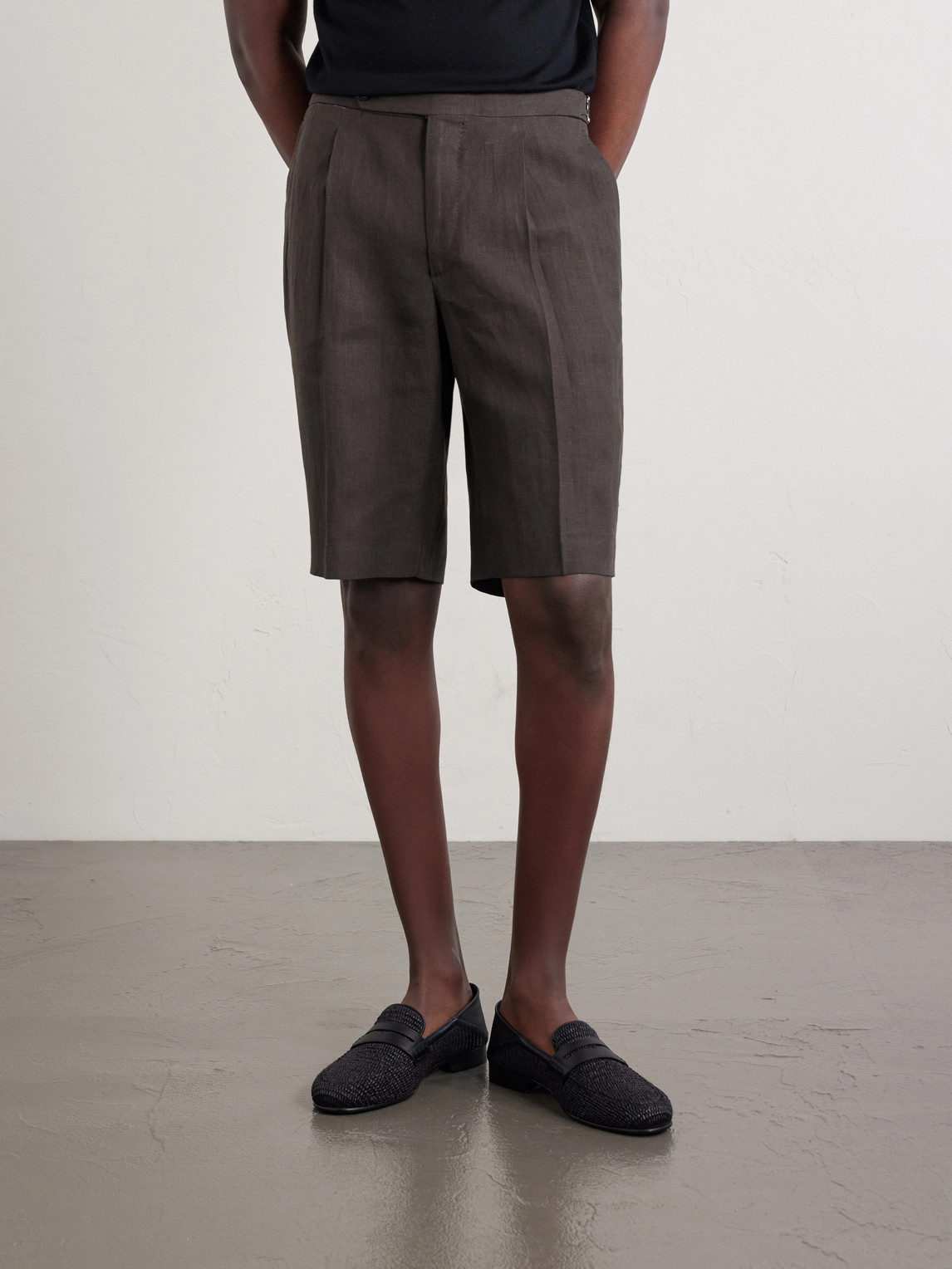  De Petrillo - Straight-leg Linen Shorts - Men - Brown - It 46 