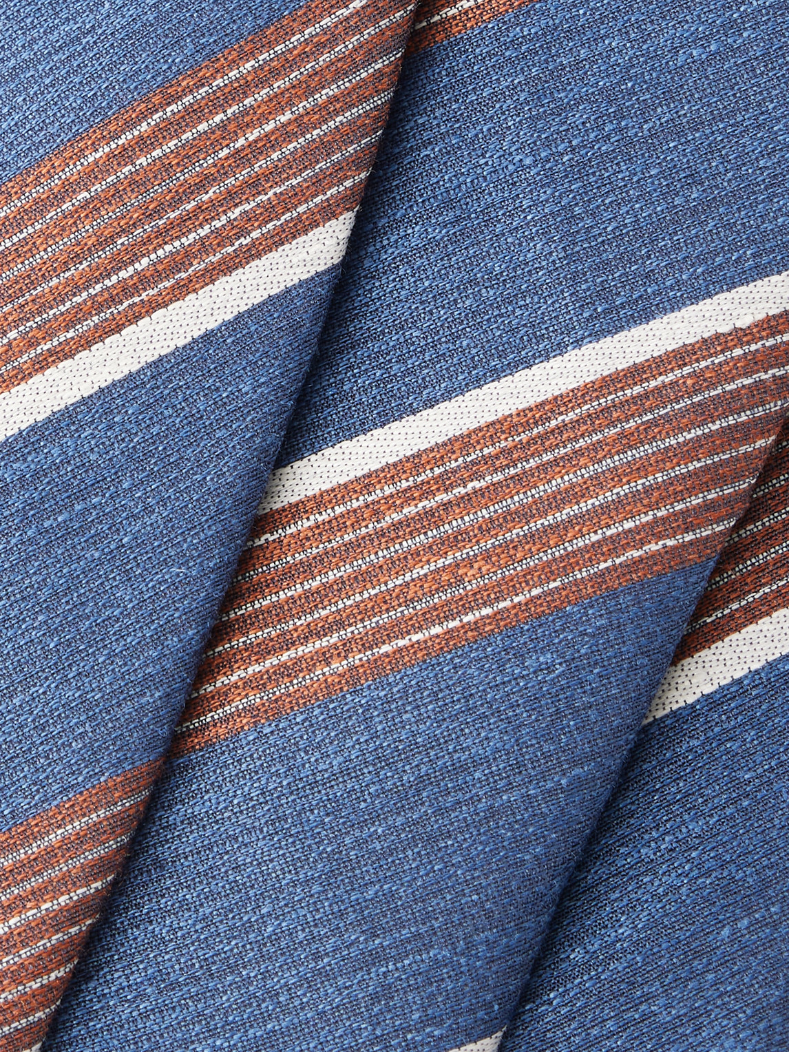 De Petrillo 7cm Striped Silk And Linen-blend Tie In Blue