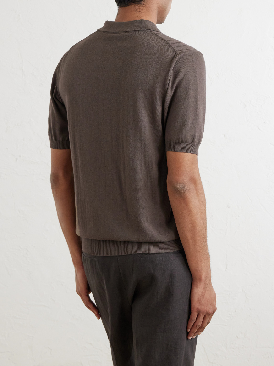Ribbed Cotton Polo Shirt