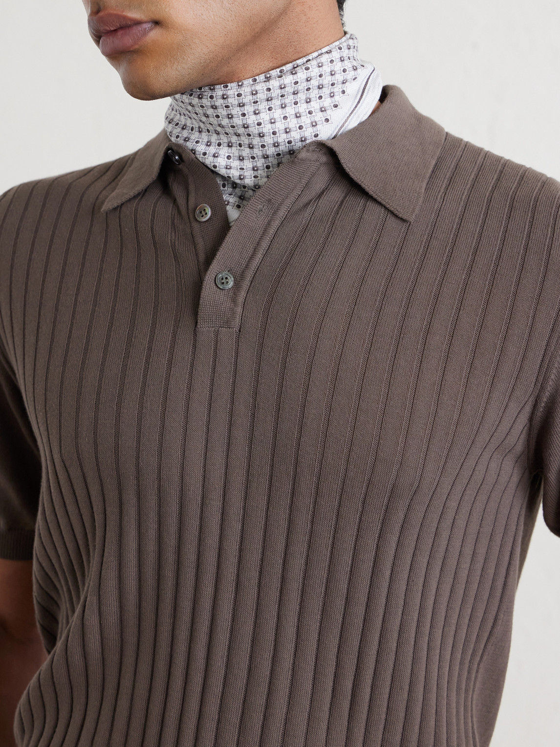 Ribbed Cotton Polo Shirt