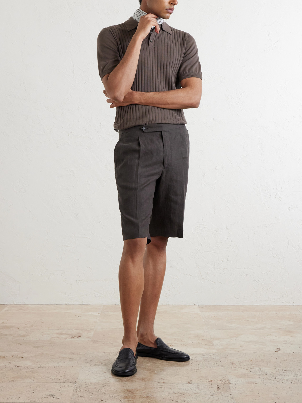 Ribbed Cotton Polo Shirt