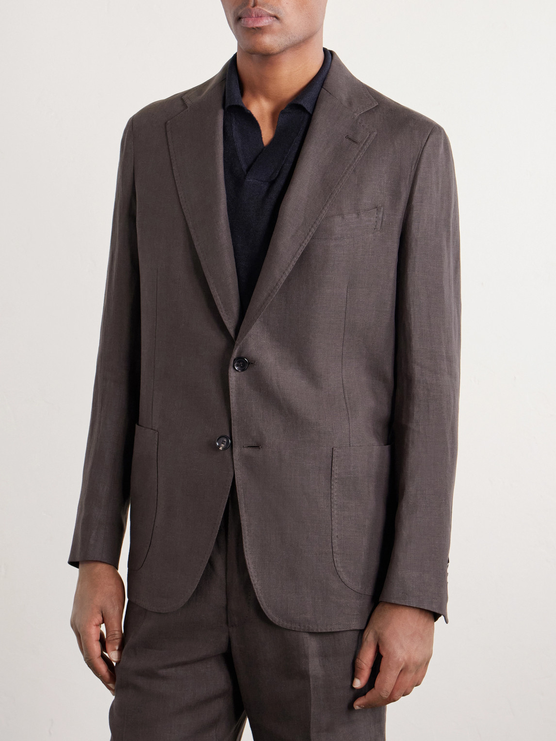  De Petrillo - Linen Single-breasted Blazer - Men - Brown - It 46 