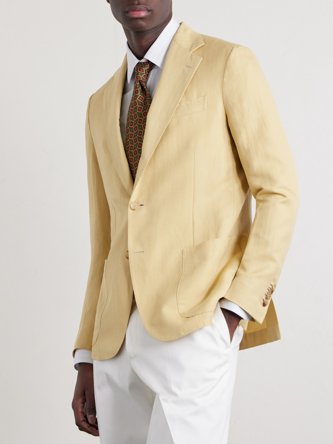  De Petrillo - Linen And Cotton-blend Blazer - Men - Yellow - It 46 