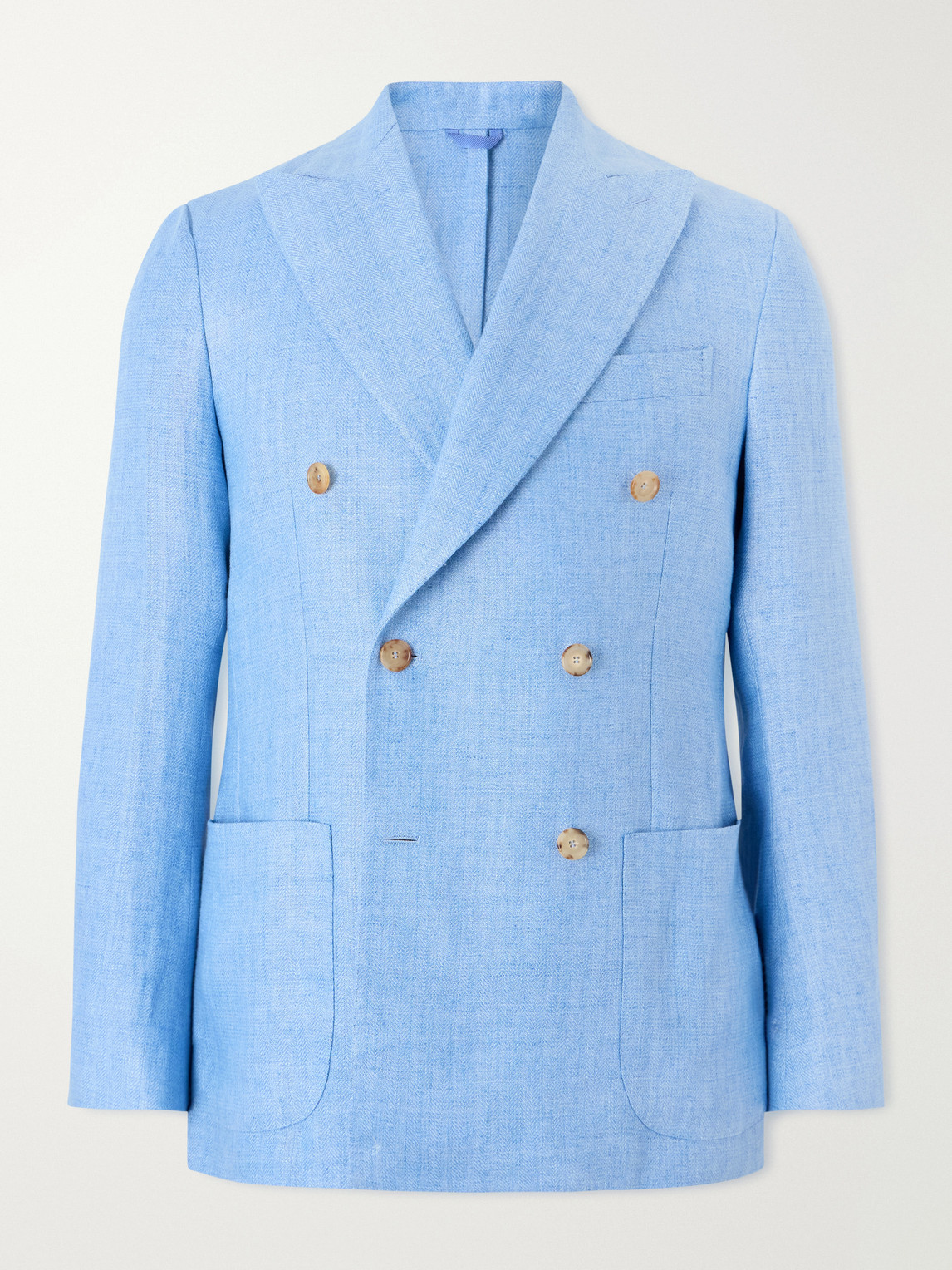 De Petrillo Double-breasted Linen Blazer In Multi